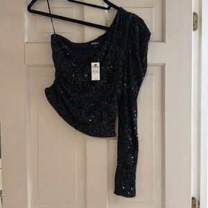 Express One Shoulder Sequin Tank